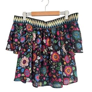 Guess Floral Off the Shoulder Crop Top Size M